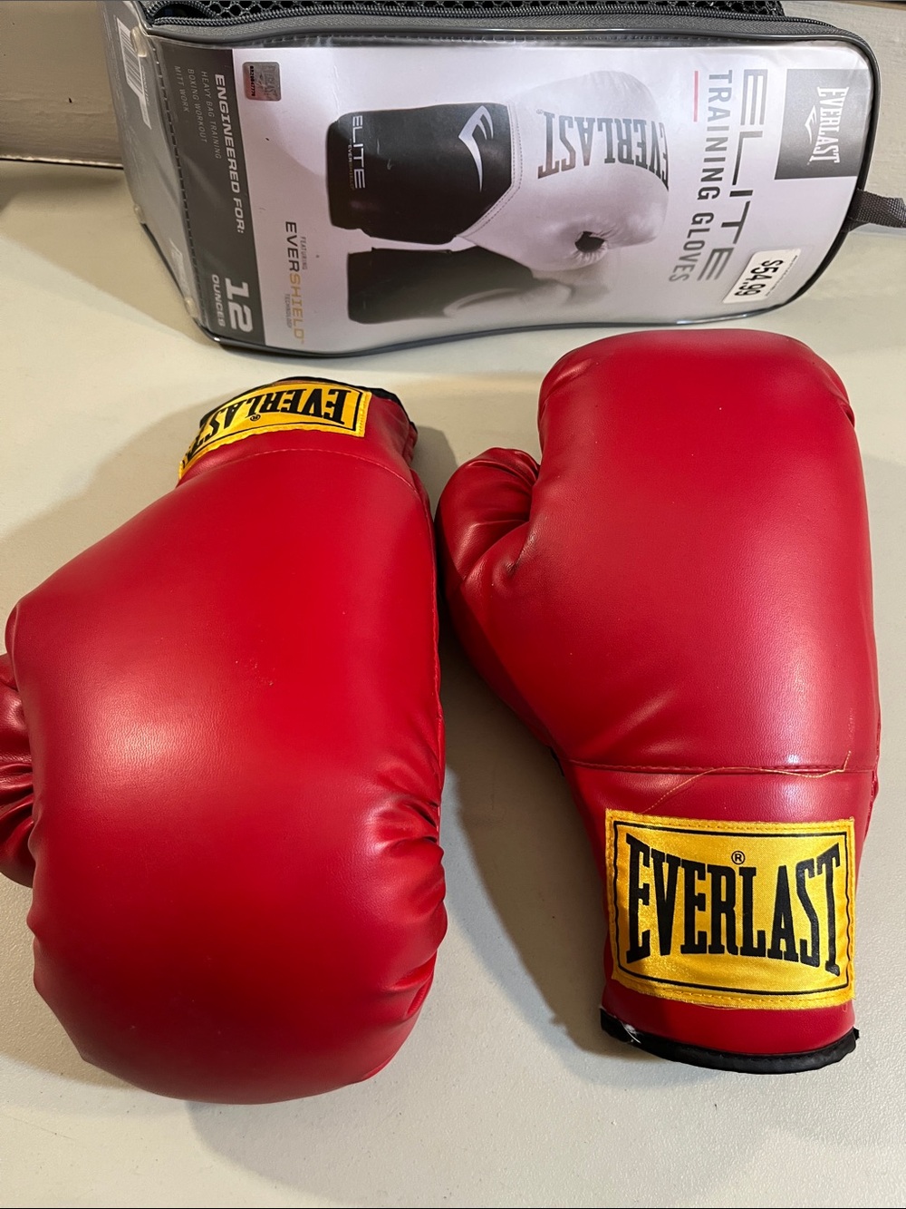 Everlast Red Boxing Gloves with Yellow Logo Patch